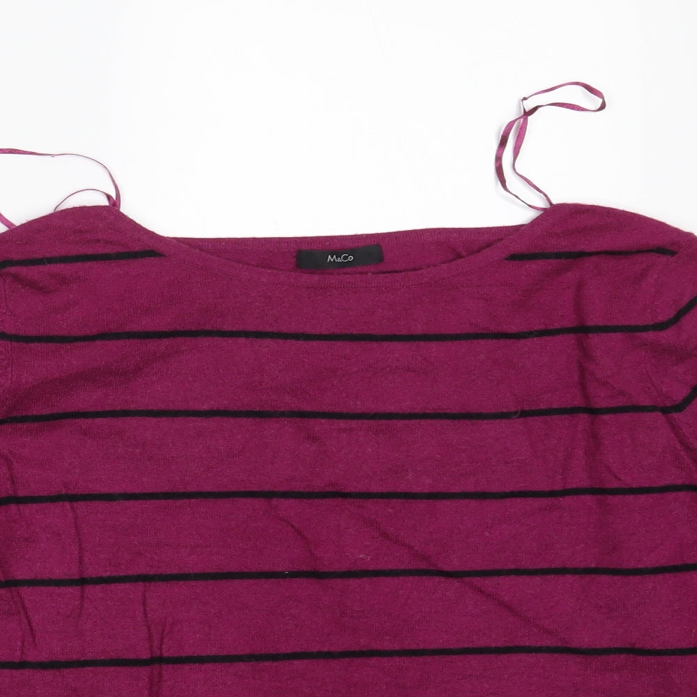 M&Co. Womens Purple Striped  Pullover Jumper Size 14