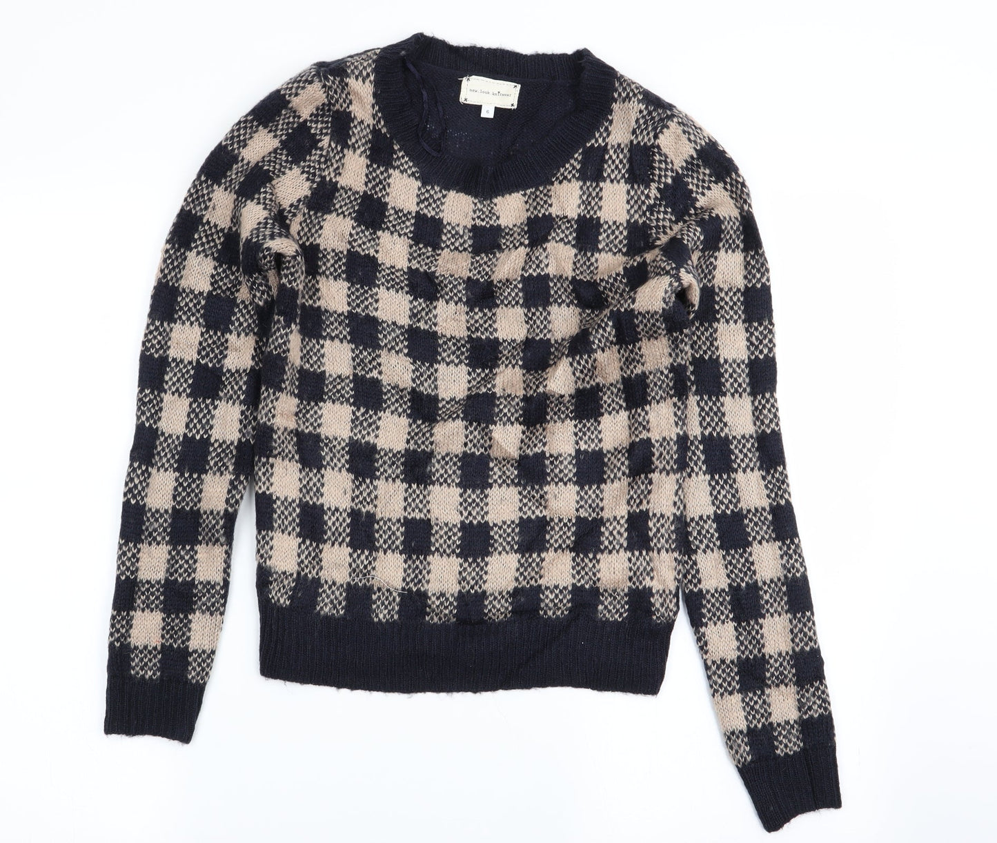 New Look Womens Multicoloured Check  Pullover Jumper Size 6