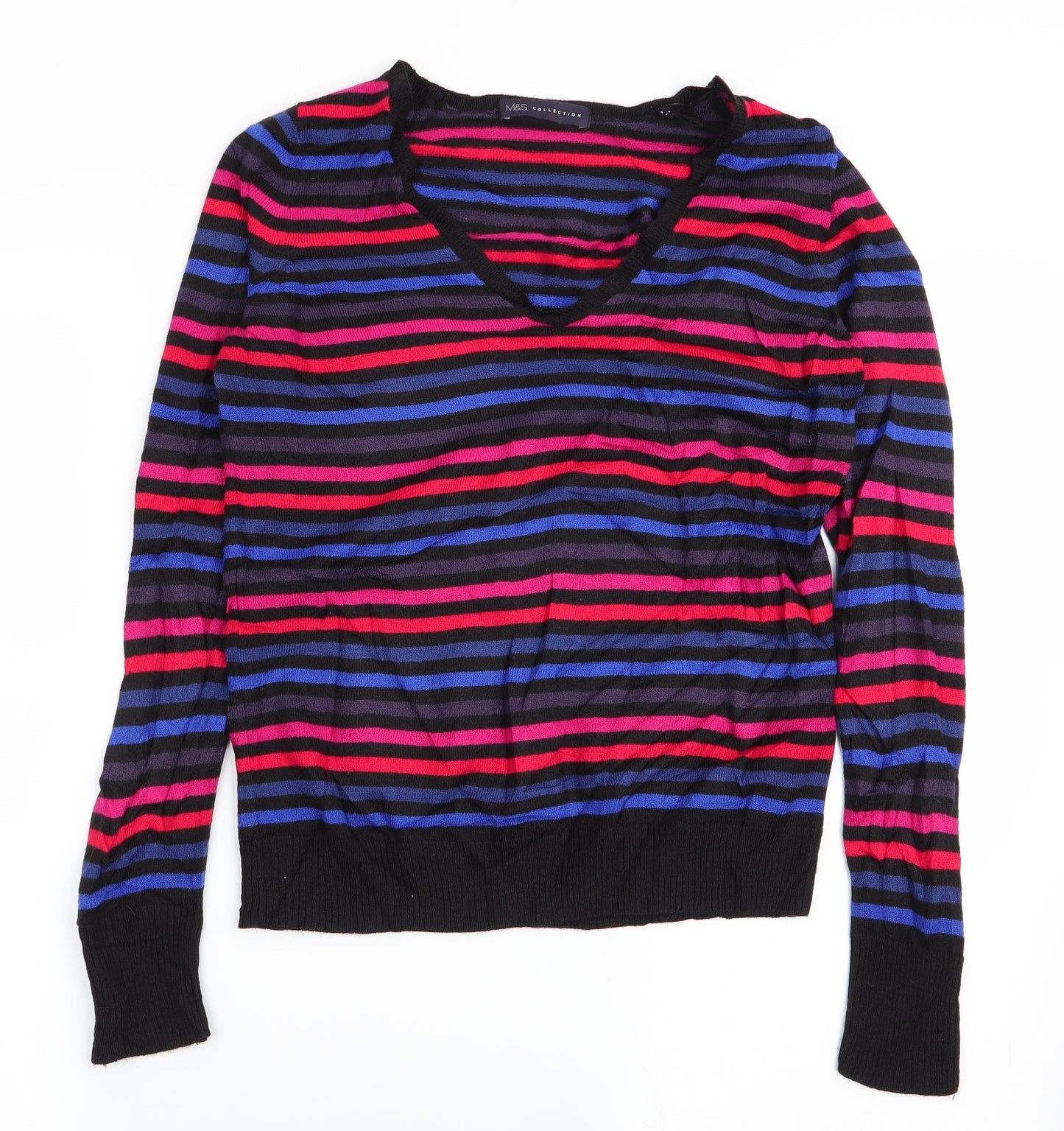 M&S Womens Multicoloured Striped  Pullover Jumper Size 12