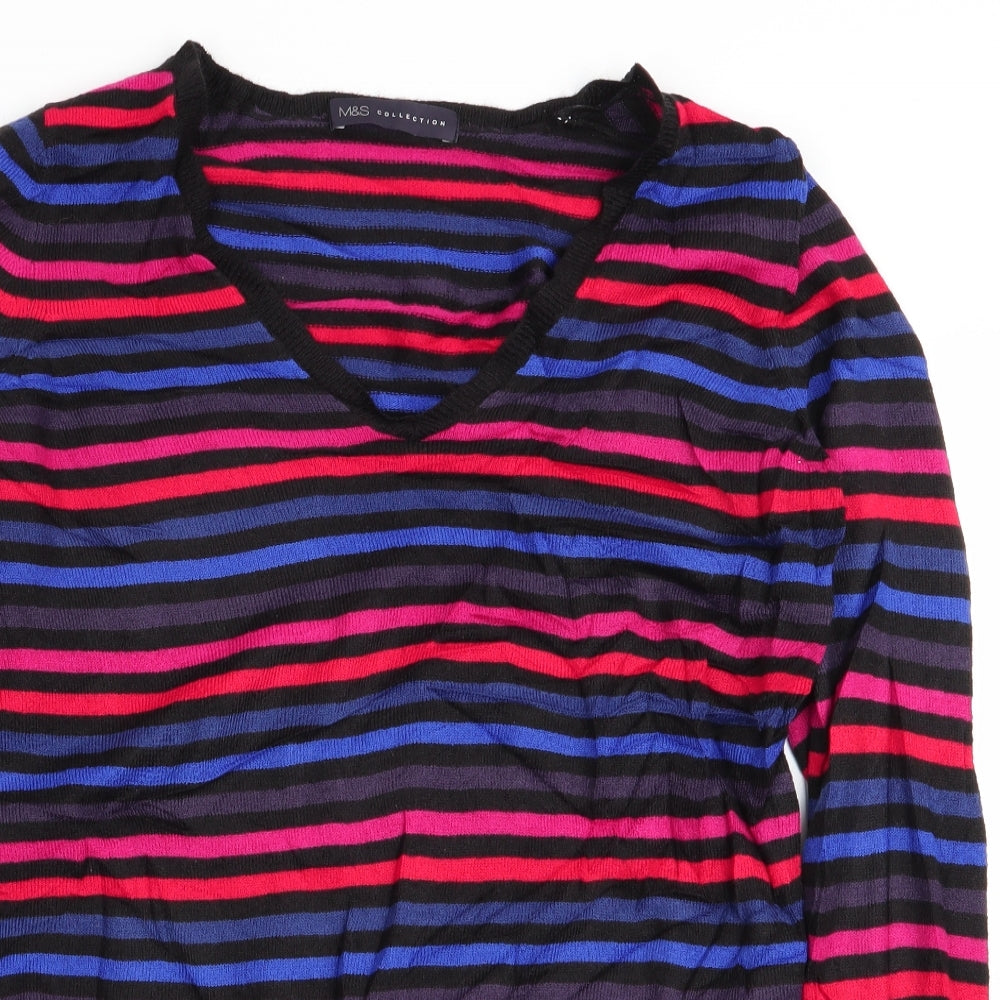M&S Womens Multicoloured Striped  Pullover Jumper Size 12