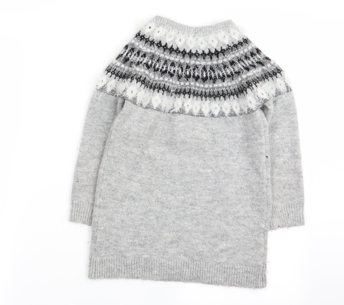 Primark Girls Grey Geometric  Pullover Jumper Size 7-8 Years