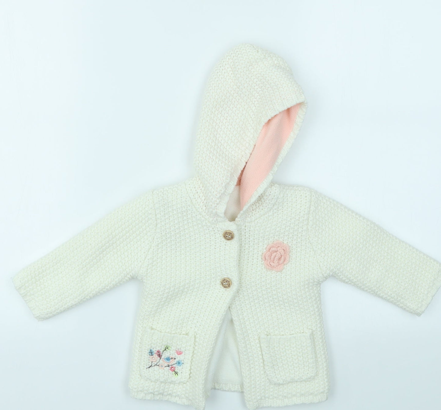 George Girls White   Cardigan Jumper Size 6-9 Months