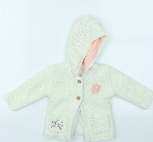 George Girls White   Cardigan Jumper Size 6-9 Months