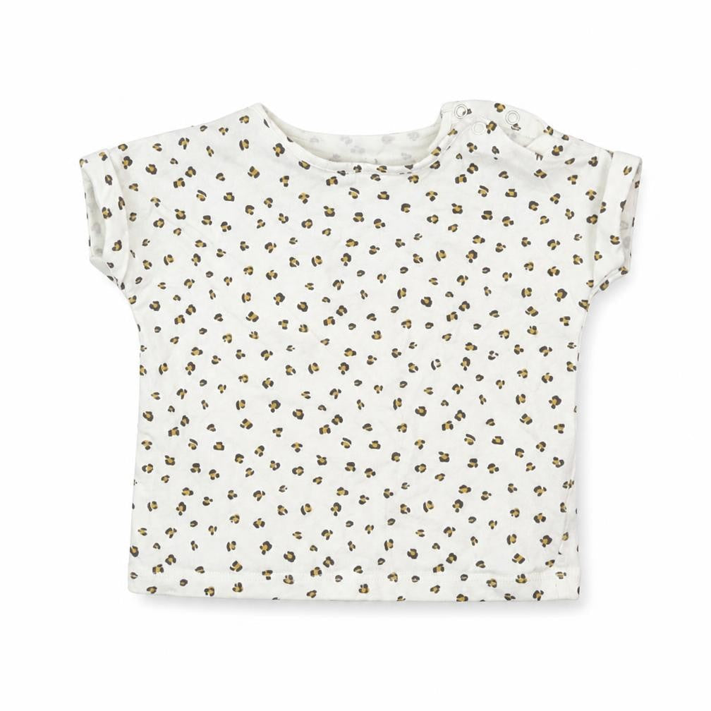 Front view of Next girls’ multicoloured animal print basic t-shirt, size 3-6, months