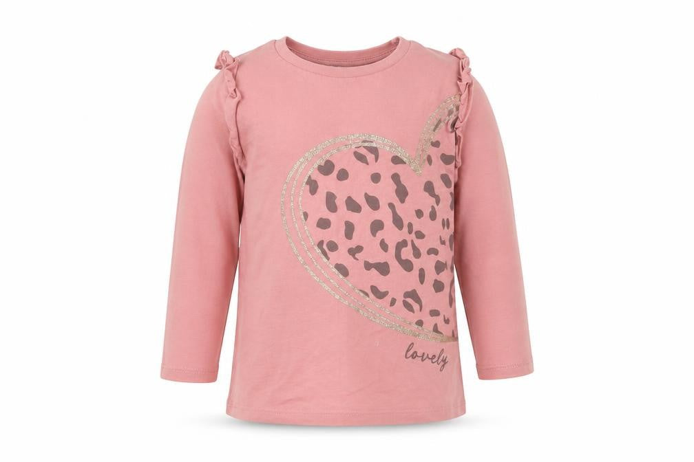 Front view of Angel girls’ pink basic t-shirt, size 12-18, months