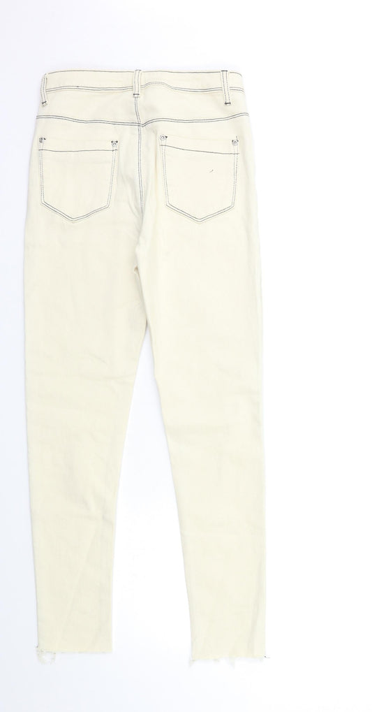 Boohoo Womens Beige  Denim Skinny Jeans Size 8 L29 in