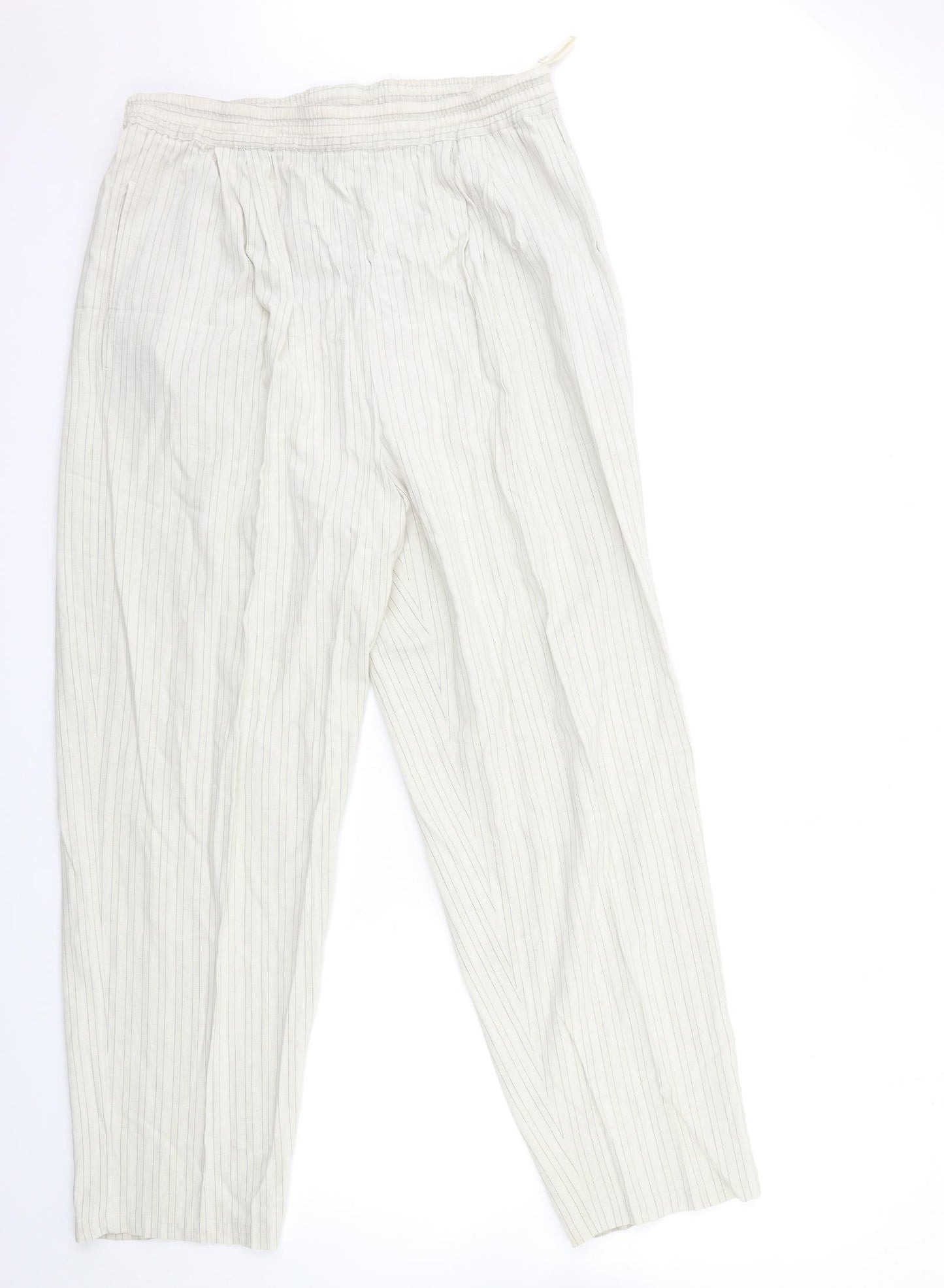 ELVI Womens Beige Striped  Trousers  Size 32 in L30 in