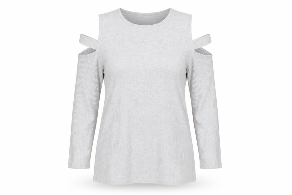 Front view of ASOS women’s grey basic t-shirt, size UK 12