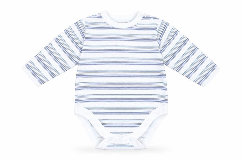 Front view of Next Baby Blue Striped Basic T-Shirt, size 3-6, Months