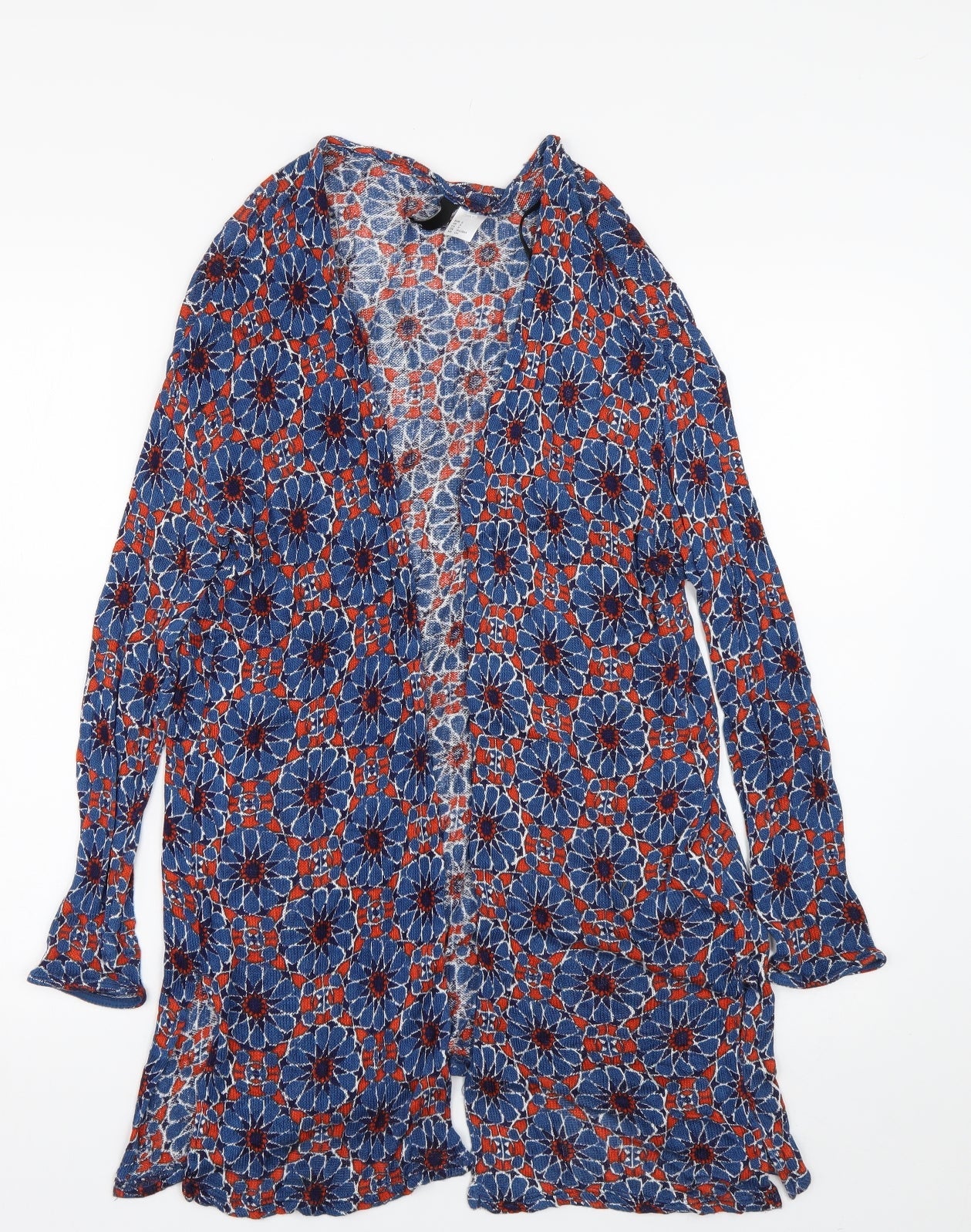 H&M Womens Blue Geometric  Cardigan Jumper Size S
