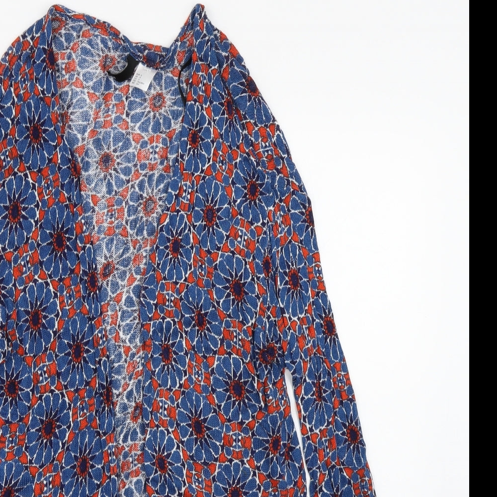 H&M Womens Blue Geometric  Cardigan Jumper Size S