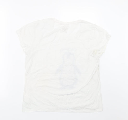 Pep&co Womens White   Top Pyjama Top Size 12  - Penguin