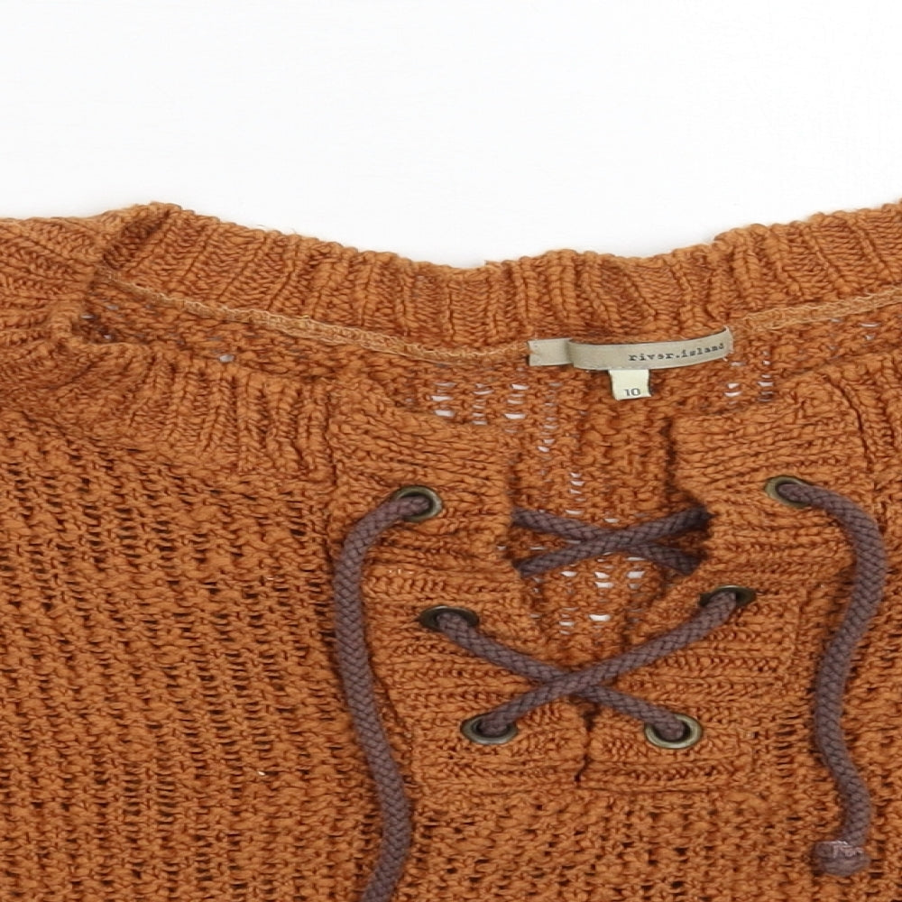 River Island Womens Brown  Knit Pullover Jumper Size 10