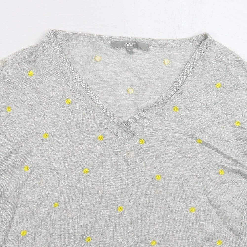 NEXT Womens Grey Polka Dot Knit Pullover Jumper Size 12