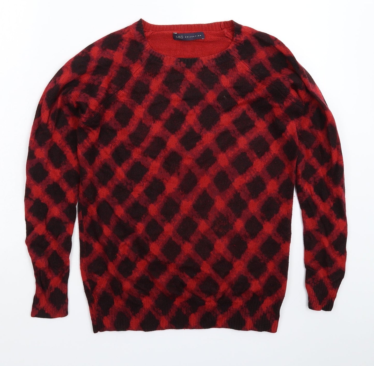 Marks and Spencer Womens Multicoloured Check Knit Pullover Jumper Size 10
