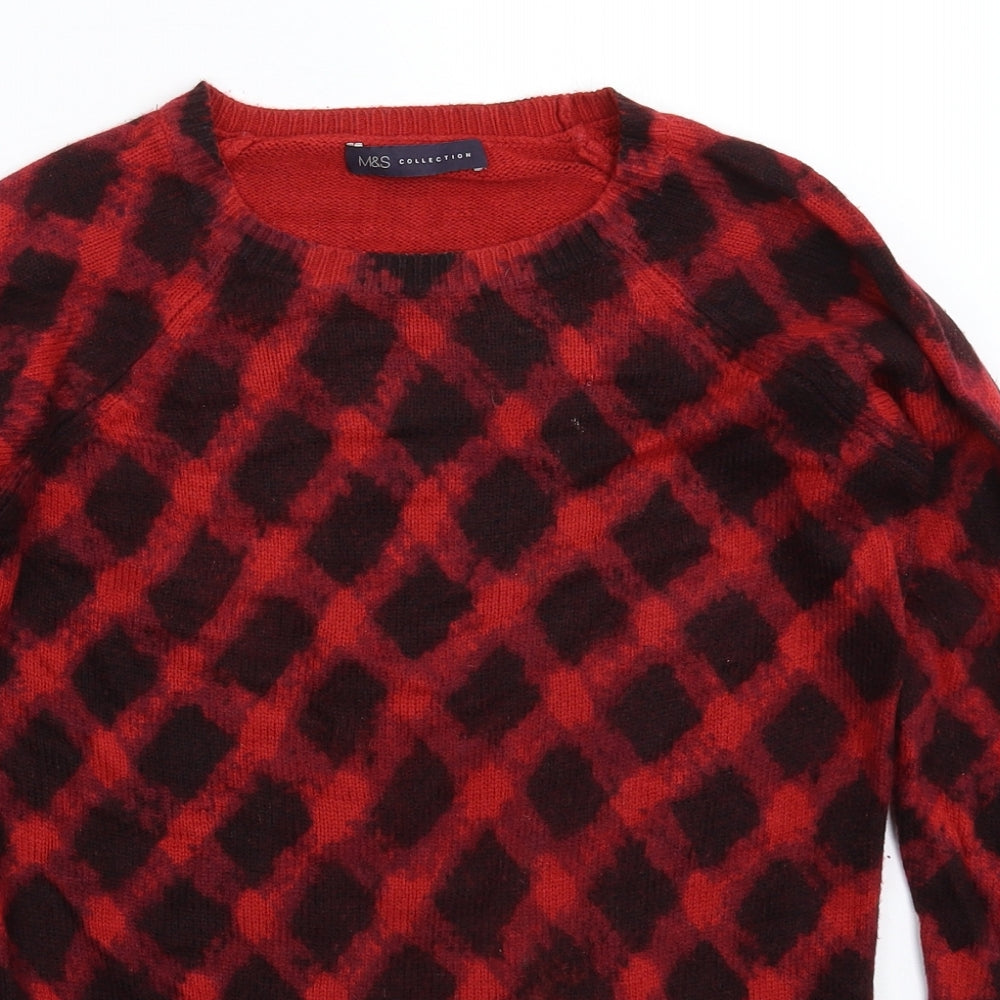 Marks and Spencer Womens Multicoloured Check Knit Pullover Jumper Size 10