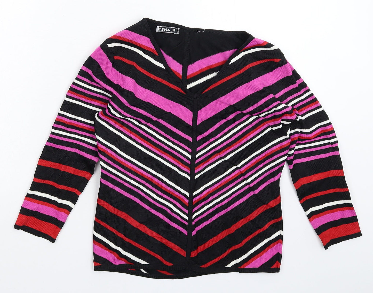 Planet Womens Multicoloured Striped Knit Pullover Jumper Size S