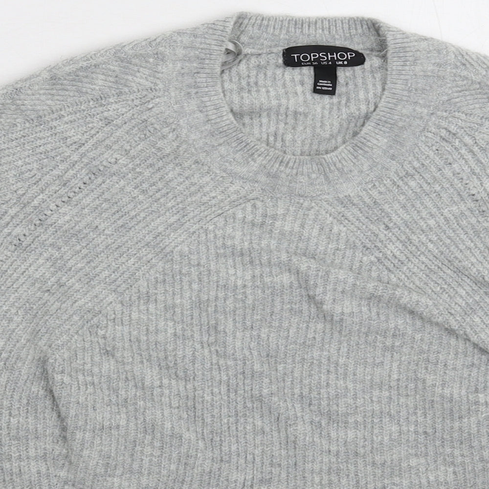 Topshop Womens Grey  Knit Pullover Jumper Size 8