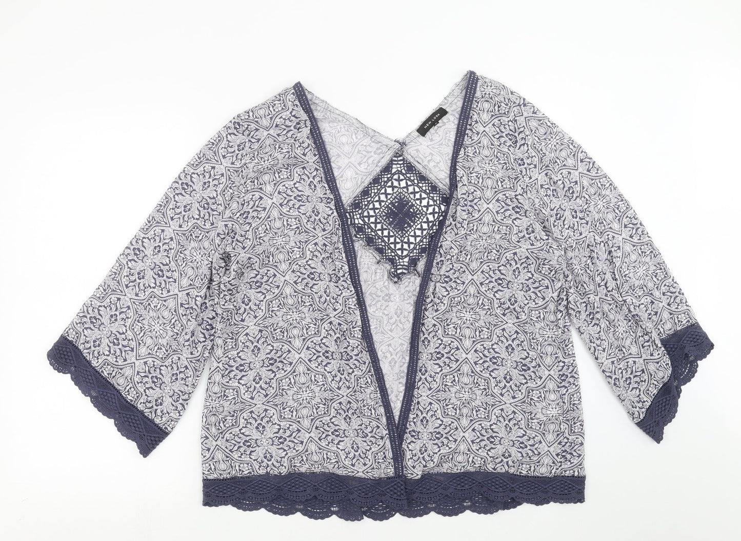 New Look Womens Blue Floral  Cardigan Jumper Size 10