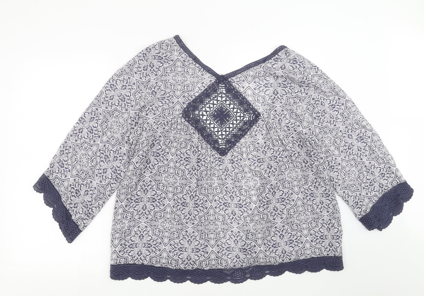 New Look Womens Blue Floral  Cardigan Jumper Size 10