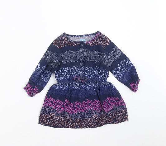 Gap Girls Blue Geometric  Shirt Dress  Size 12-18 Months