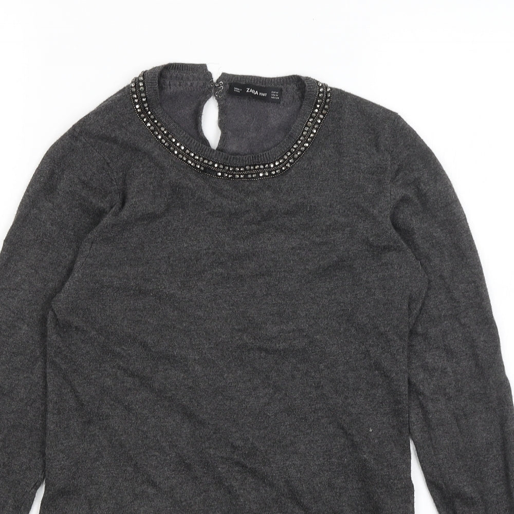 Zara Womens Grey   Pullover Jumper Size M