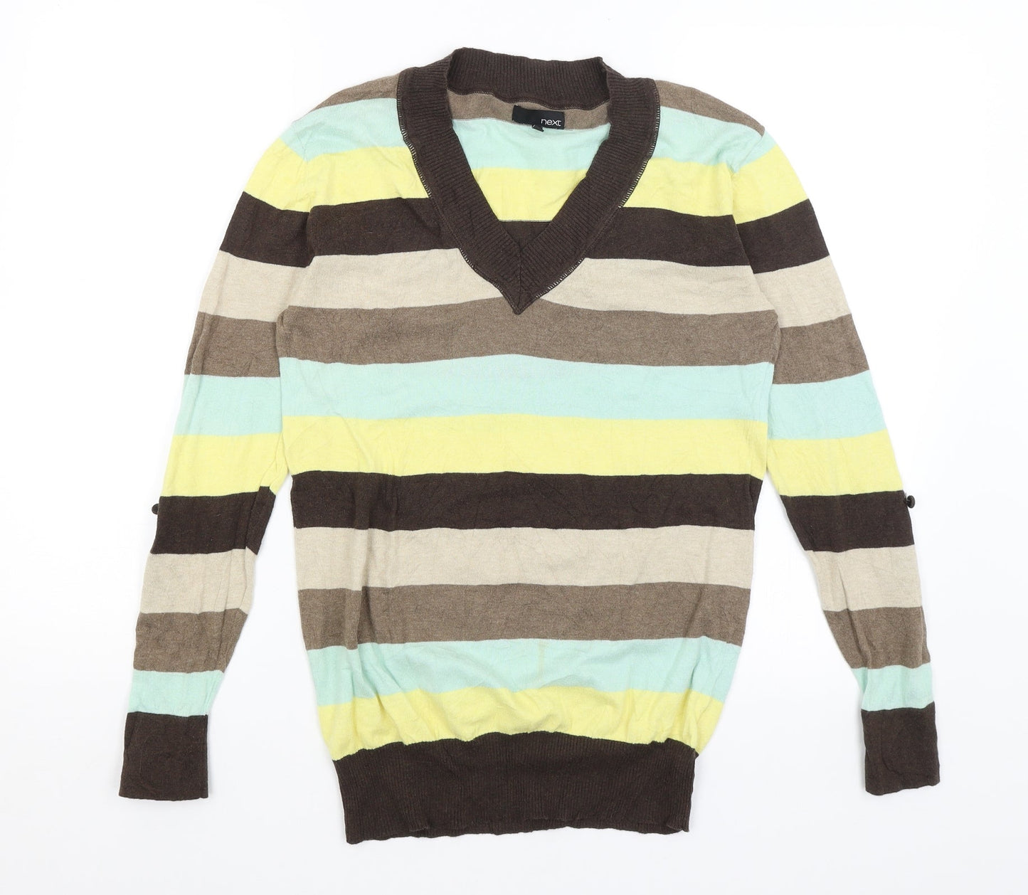 NEXT Womens Brown Striped  Pullover Jumper Size 8