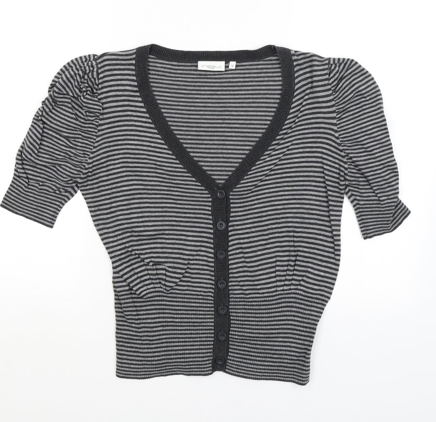 New Look Womens Grey Striped  Pullover Jumper Size 12