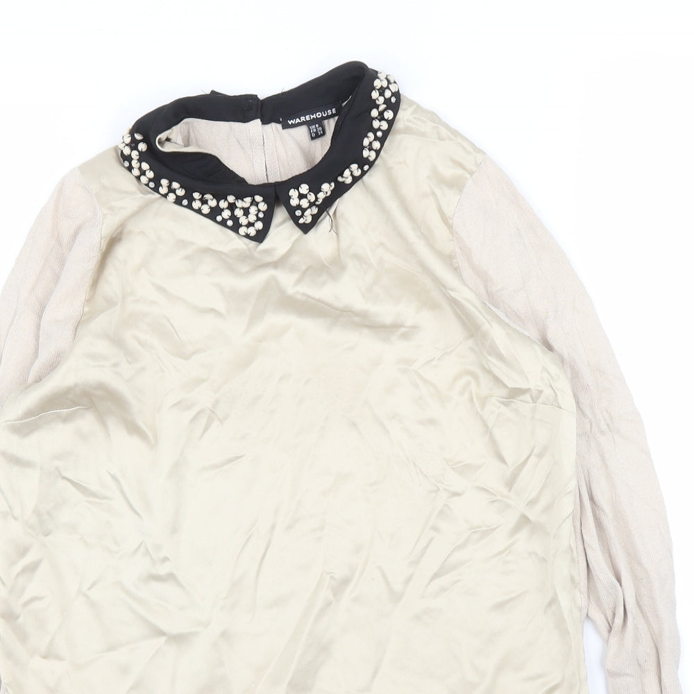 Warehouse Womens Beige   Pullover Jumper Size 8