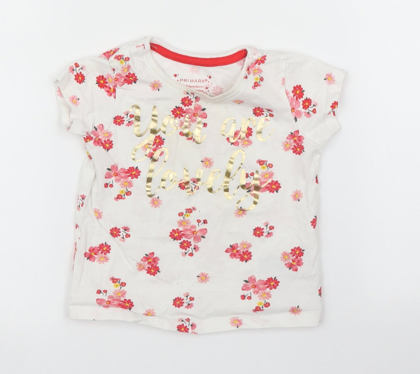 Primark Girls Pink Floral  Basic T-Shirt Size 12-18 Months