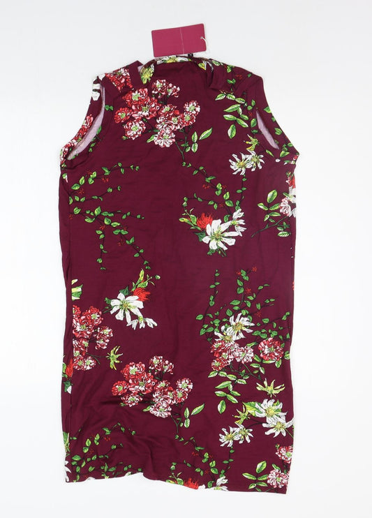 pceaiih Womens Purple Floral  A-Line  Size M