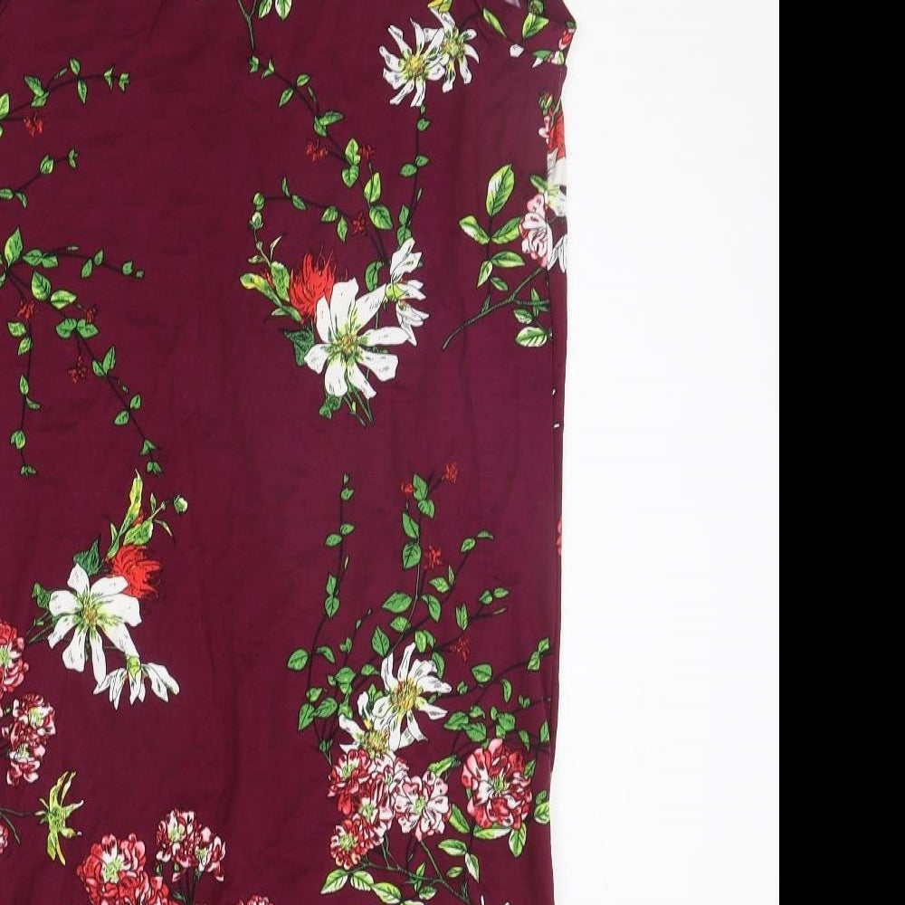 pceaiih Womens Purple Floral  A-Line  Size M