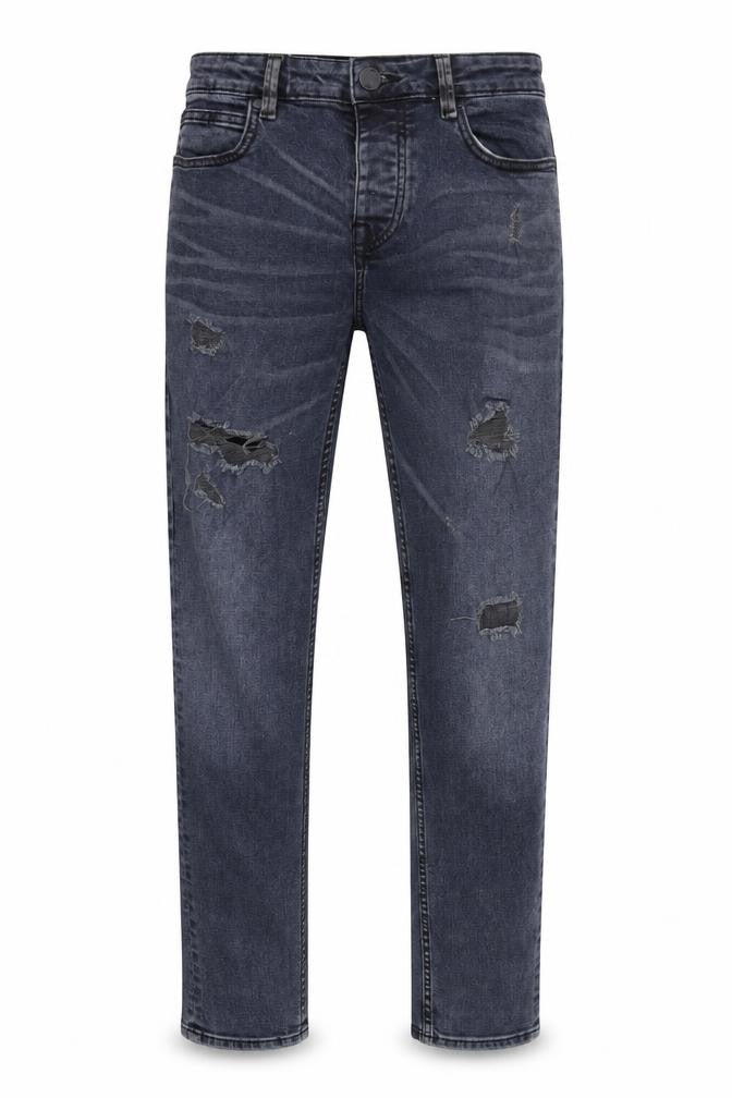 Front view of Denim & Co. men’s blue straight jeans, size 28, in, 32-inch leg
