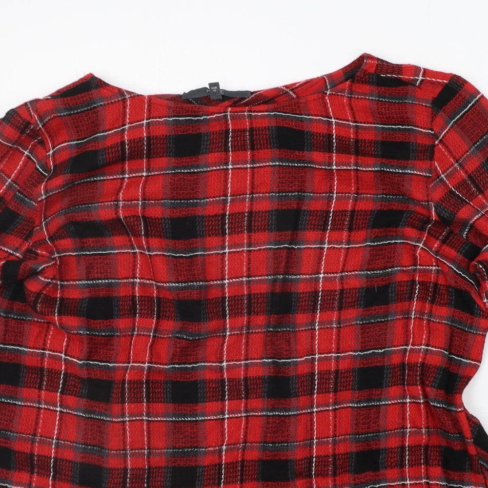 NEXT Womens Red Check  Pullover Jumper Size 14