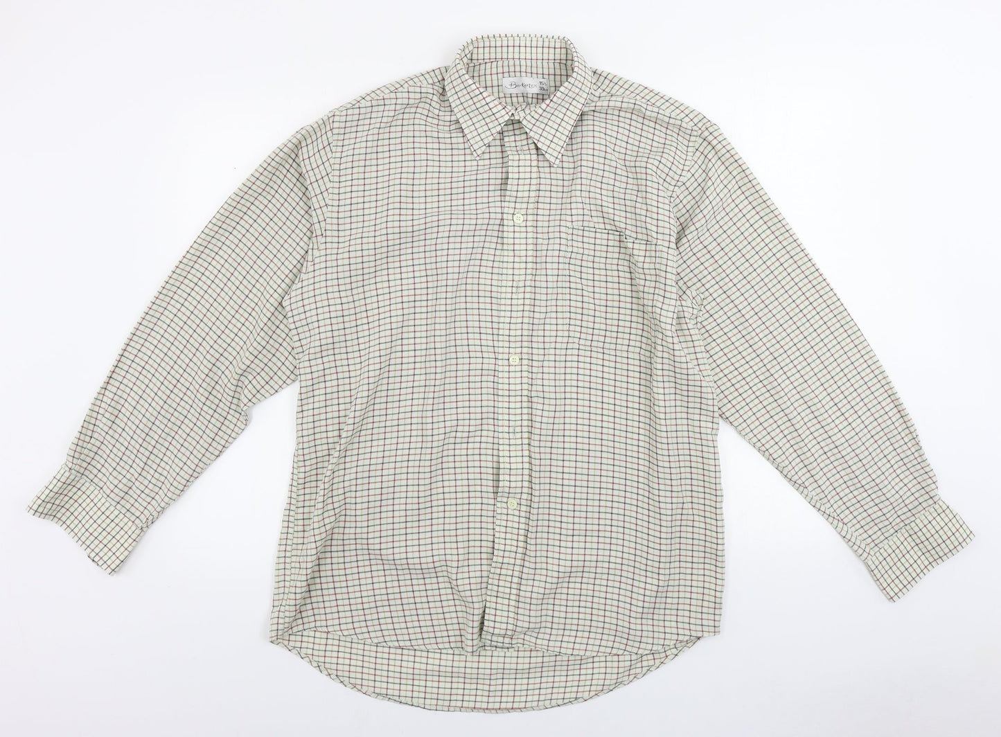 Berkertex  Mens White Check   Button-Up Size 16.5