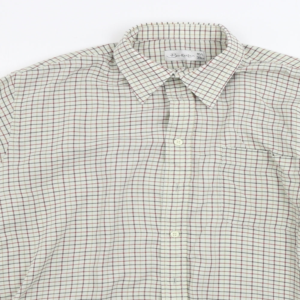 Berkertex  Mens White Check   Button-Up Size 16.5