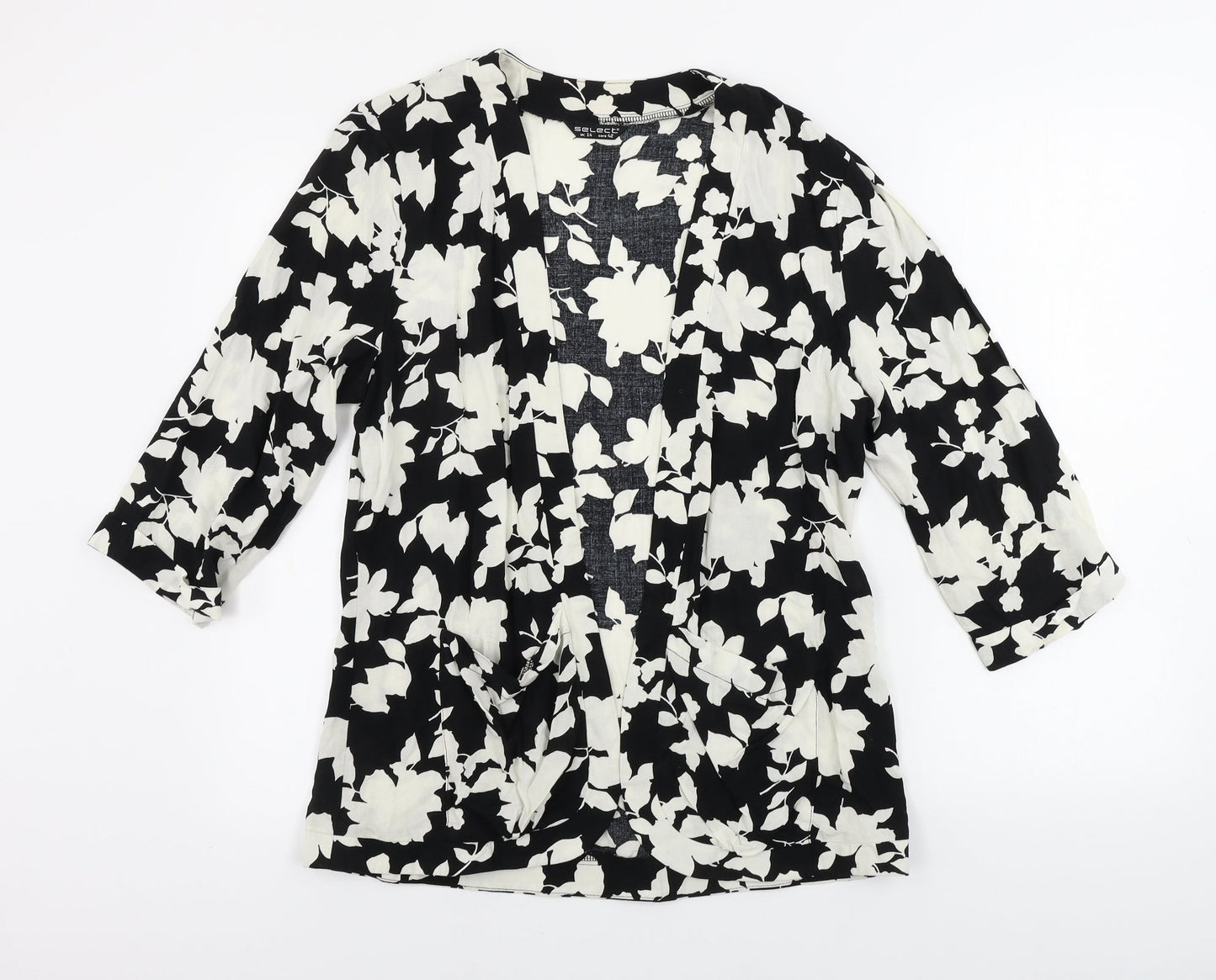 Select  Womens White Floral  Cardigan Jumper Size 14