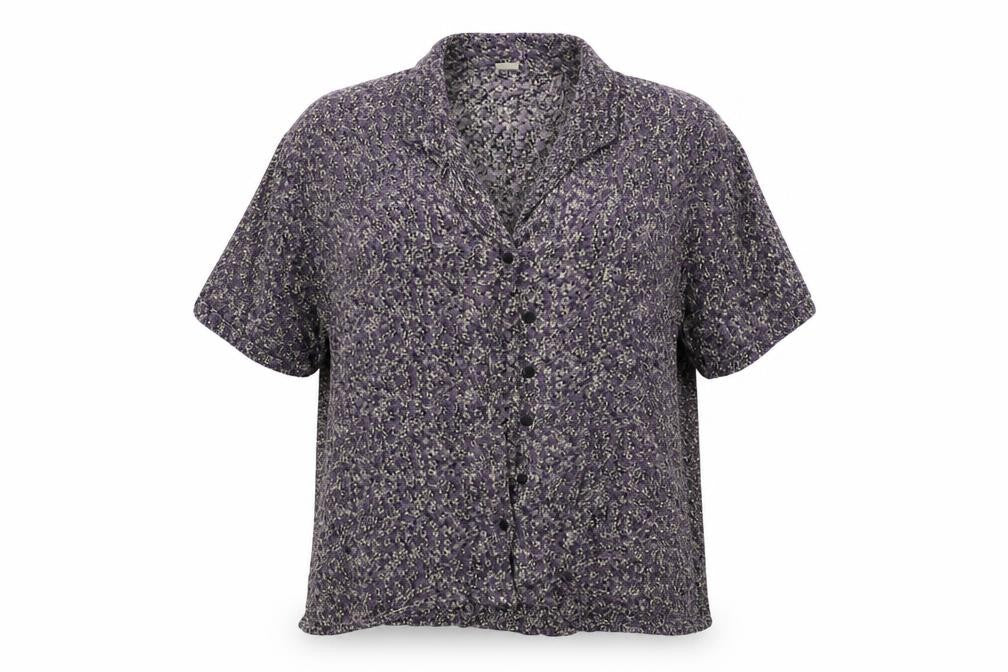 Preworn  Womens Grey Floral  Basic Button-Up Size S