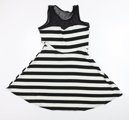 like tanya Womens White Striped  A-Line  Size L