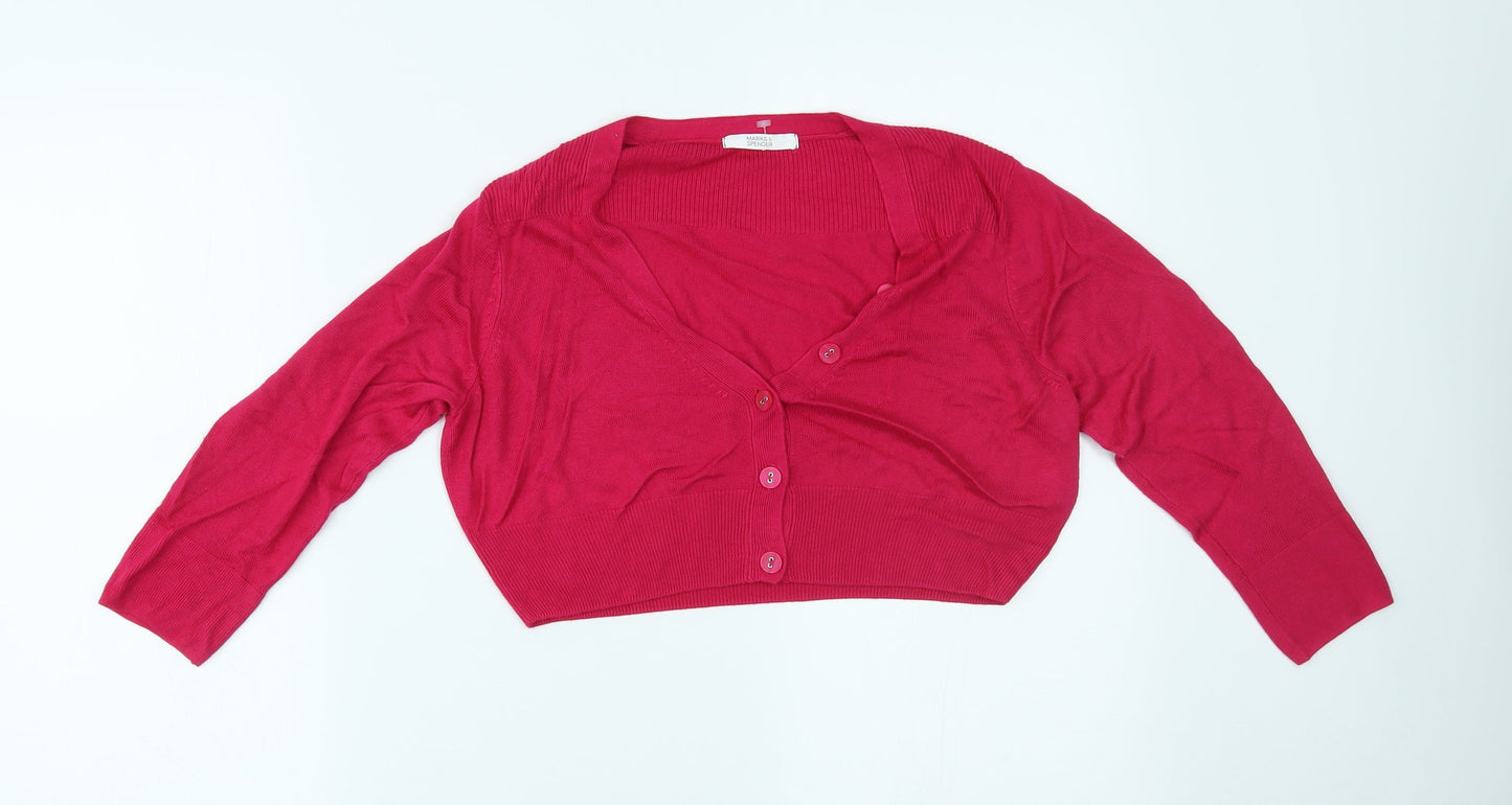 Marks and Spencer Womens Pink   Cardigan Jumper Size 14