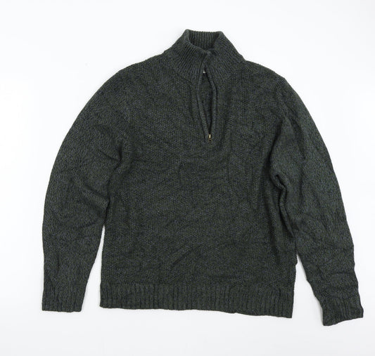 George Mens Green  Knit Henley Jumper Size M