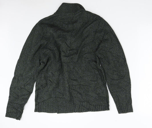 George Mens Green  Knit Henley Jumper Size M