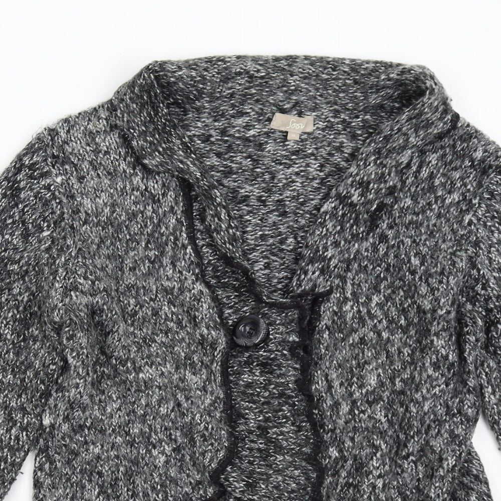 Soon Womens Grey  Knit Cardigan Jumper Size 16