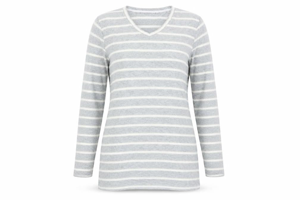 Preworn Womens Grey Striped Knit Pullover Jumper Size 14