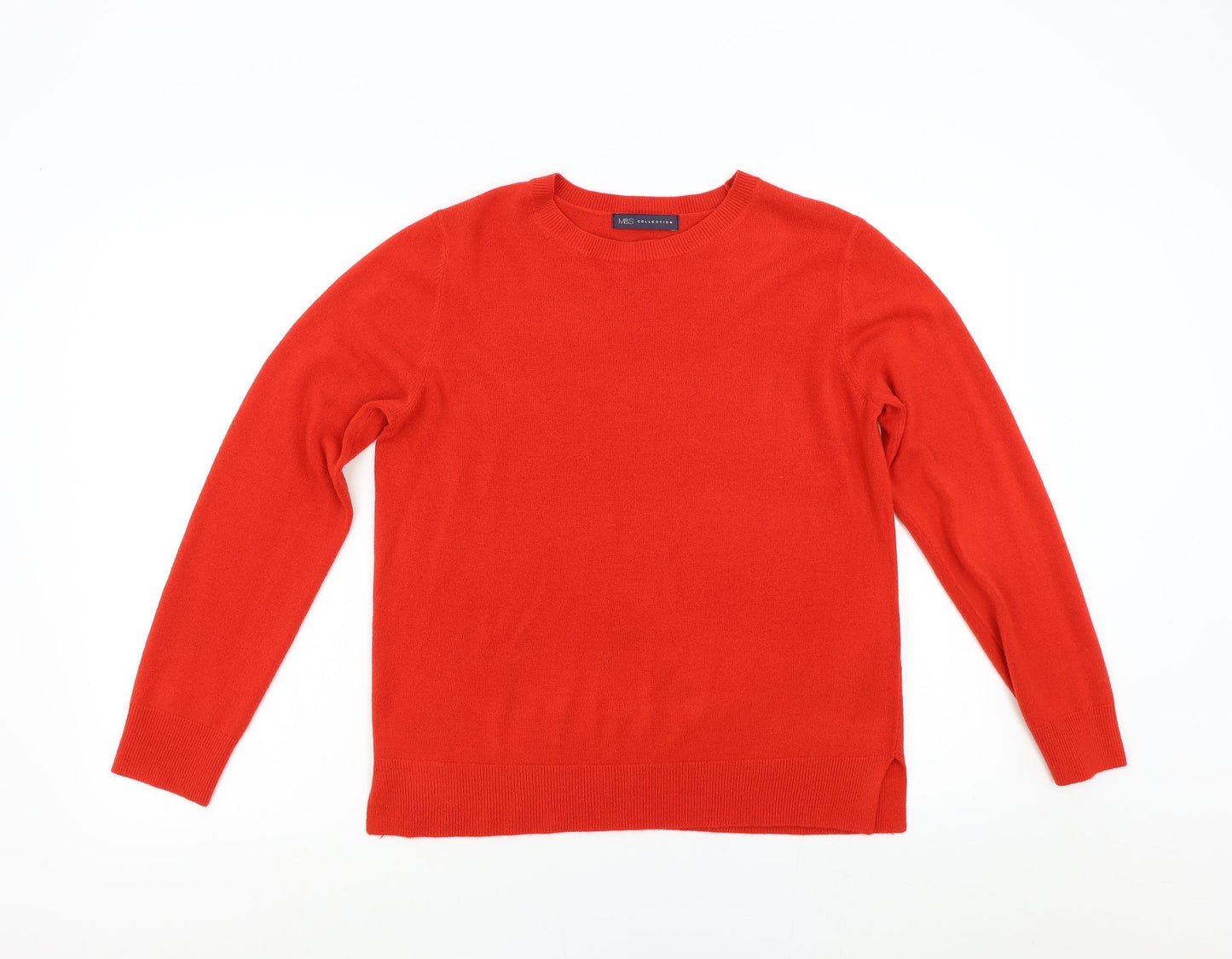 M&S Womens Red  Knit Pullover Jumper Size 14