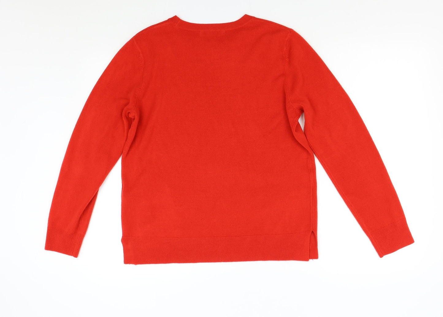 M&S Womens Red  Knit Pullover Jumper Size 14