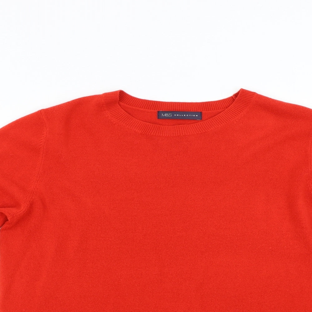 M&S Womens Red  Knit Pullover Jumper Size 14