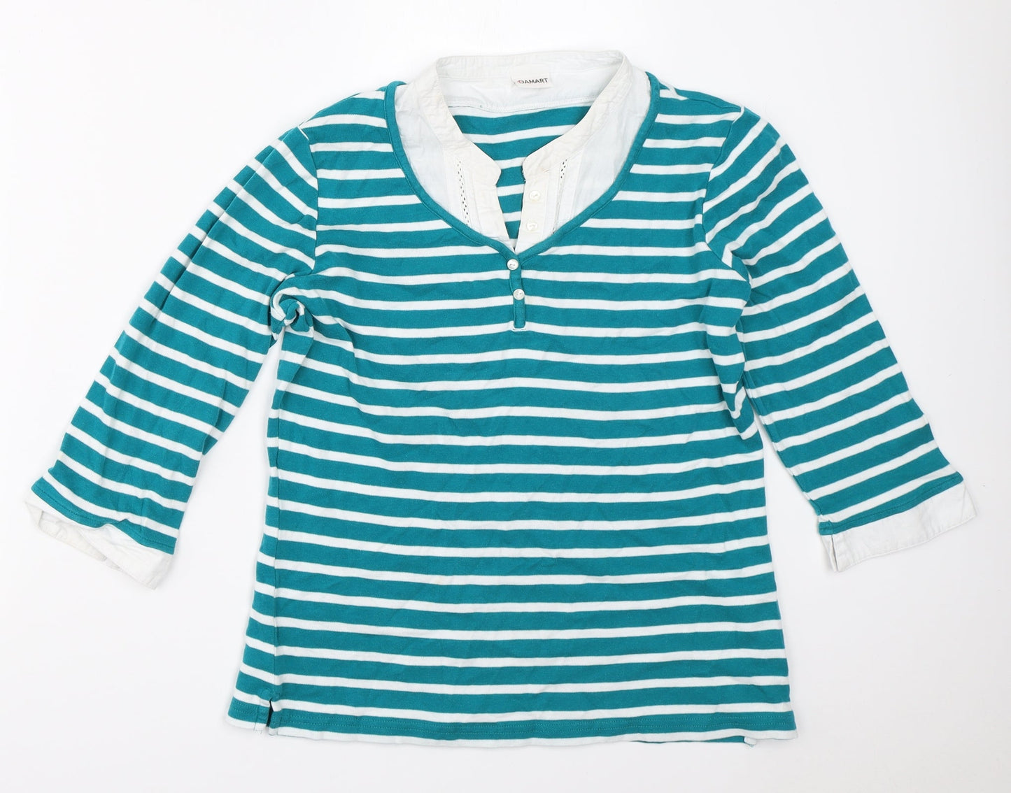Damart Womens Blue Striped  Basic T-Shirt Size 10