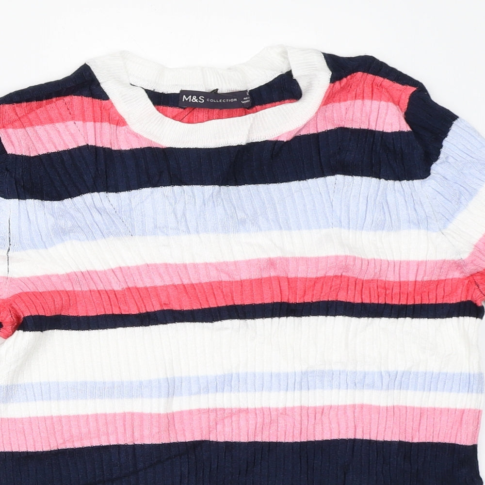 Marks and Spencer Womens White Striped  Pullover Jumper Size 12