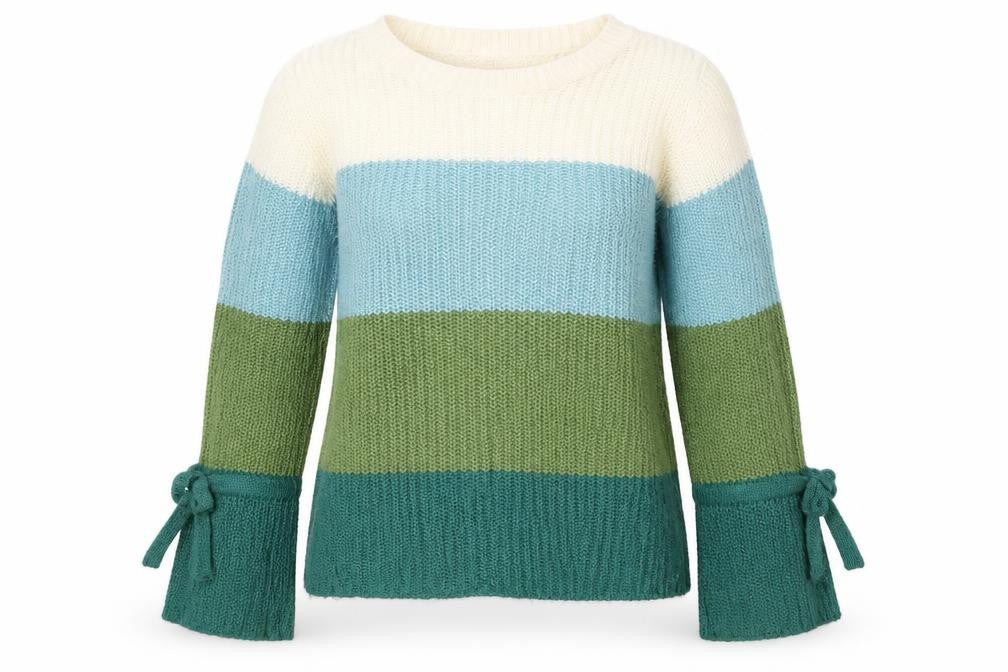 Front view of Kaleidoscope women’s green jumper, size UK 12